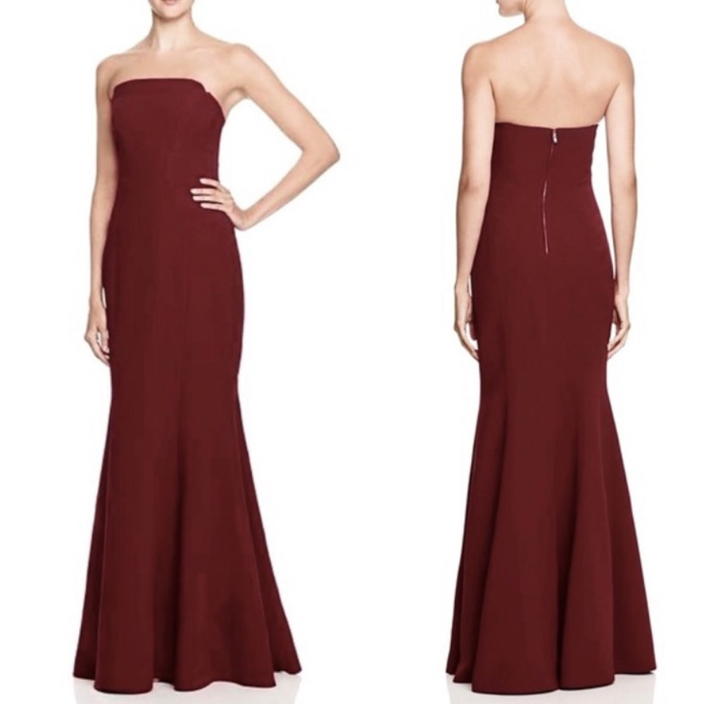 Jill Stuart Maroon Strapless Formal Gown